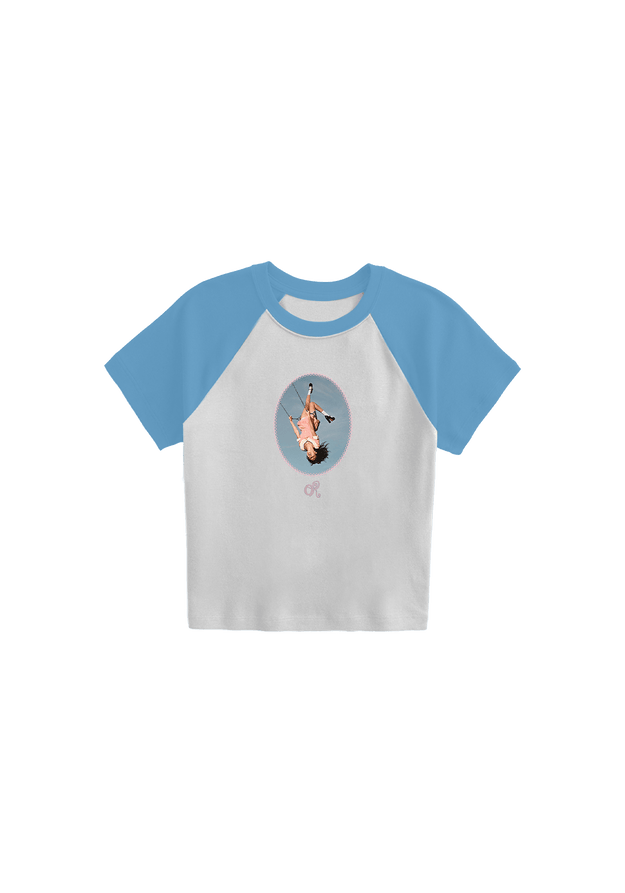 album cover stitched women's baby cropped raglan