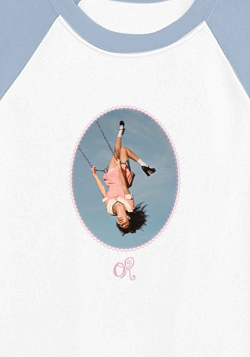 album cover stitched women's baby cropped raglan