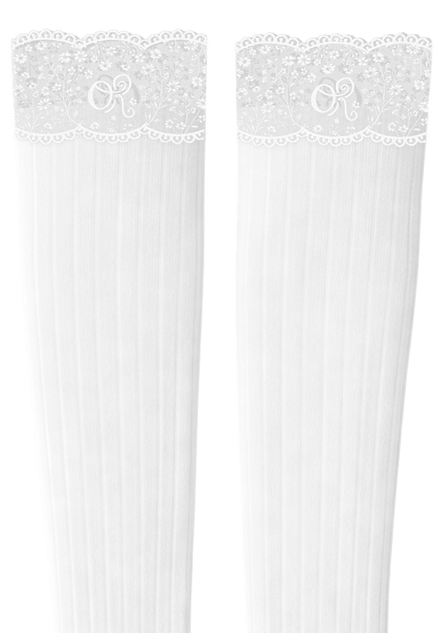 logo lace top knee high sock set