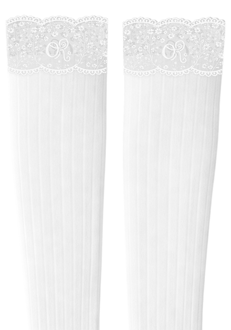 logo lace top knee high sock set