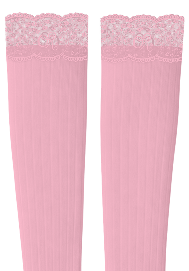 logo lace top knee high sock set