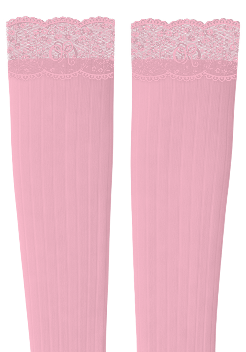 logo lace top knee high sock set