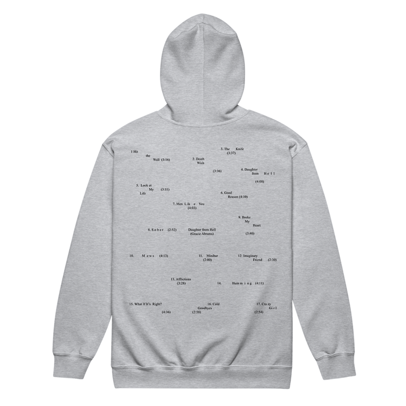Daughter from Hell Tracklist Zip-Up Hoodie