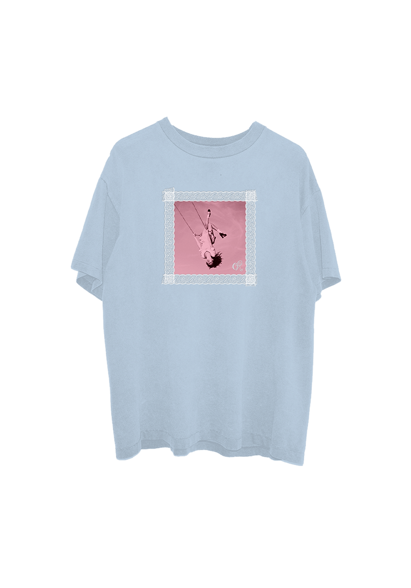 lace album cover oversized blue t-shirt