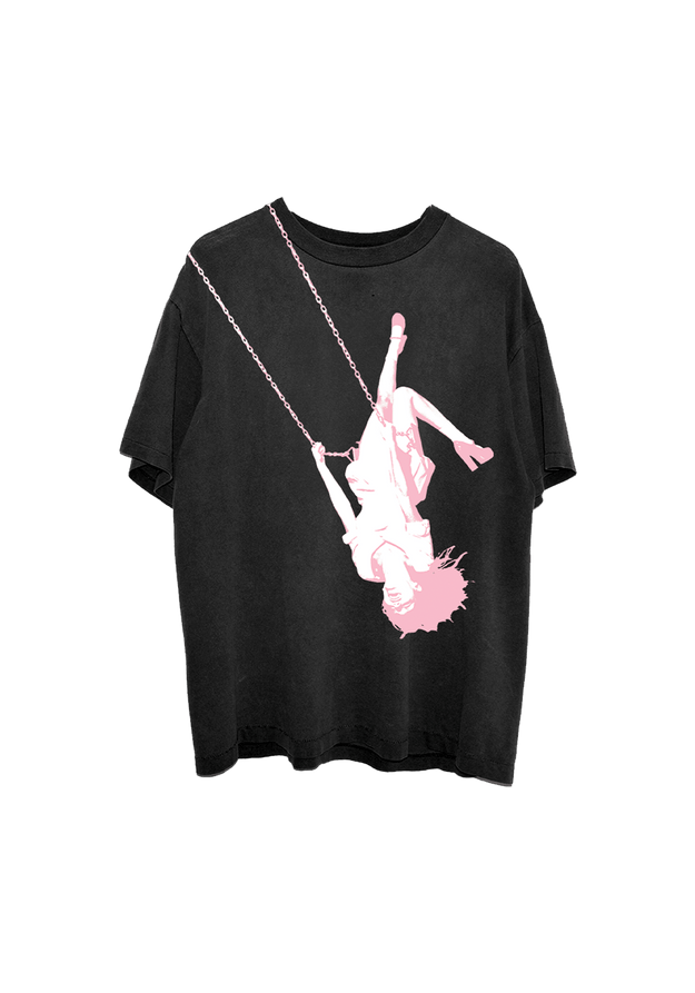 swing embroidered oversized black t-shirt