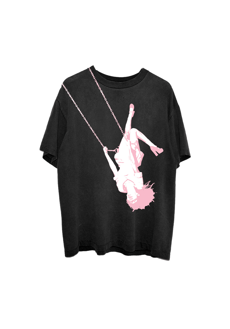 swing embroidered oversized black t-shirt