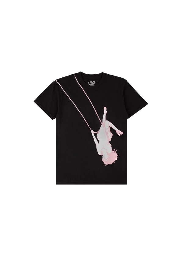 swing embroidered oversized youth black t-shirt